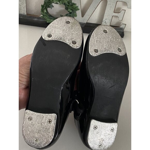 Freestyle by Danskin Tap Shoes Youth Size 10 Black Adjustable Strap Patent Shine - Picture 6 of 16
